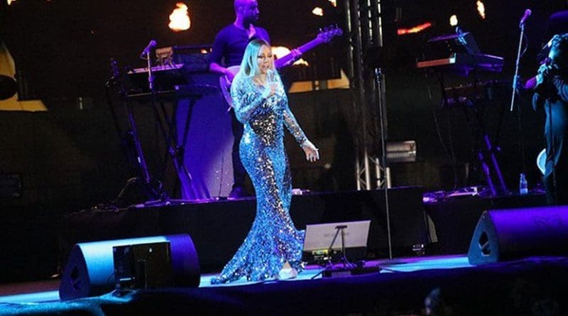 Mariah Carey performing at the Bay La Sun resort in King Abdullah Economic City, Saudi Arabia. Photo Credit: Arab News