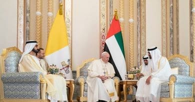 His Highness Sheikh Mohammed bin Rashid, His Highness Sheikh Mohamed bin Zayed with Pope Francis. Photo Credt: UAE's Ministry of Foreign Affairs