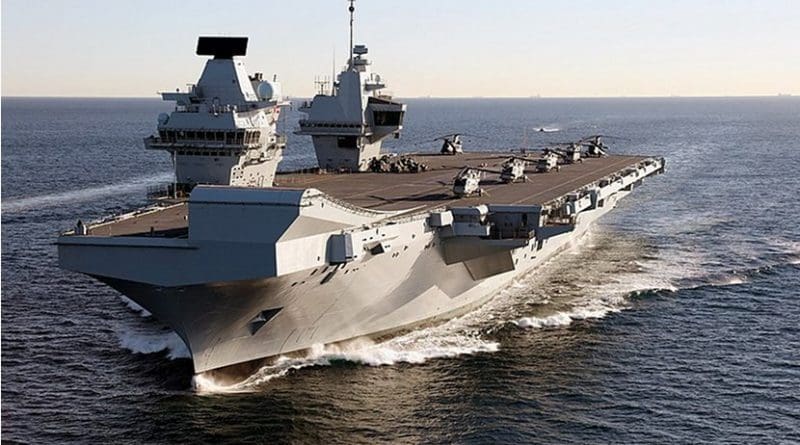 The Royal Navy's aircraft carrier HMS Queen Elizabeth. Photo Credit: Dave Jenkins - InfoGibraltar, Wikimedia Commons.