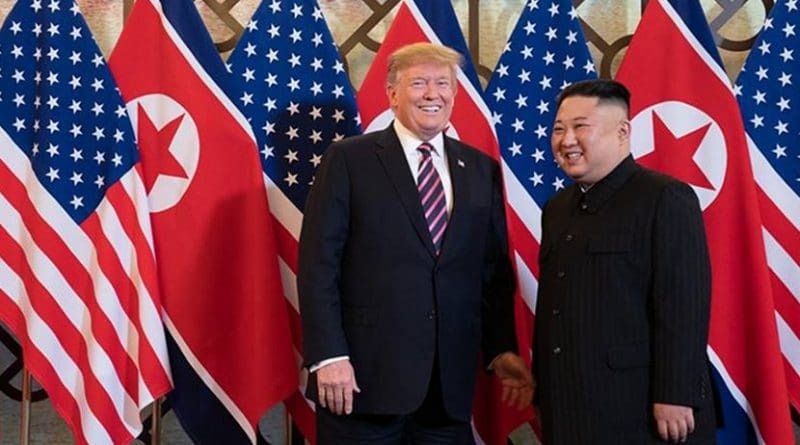 President Donald J. Trump is greeted by Kim Jong Un, Chairman of the State Affairs Commission of the Democratic People’s Republic of Korea Wednesday, Feb. 27, 2019, at the Sofitel Legend Metropole hotel in Hanoi, for their second summit meeting. (Official White House Photo by Shealah Craighead)