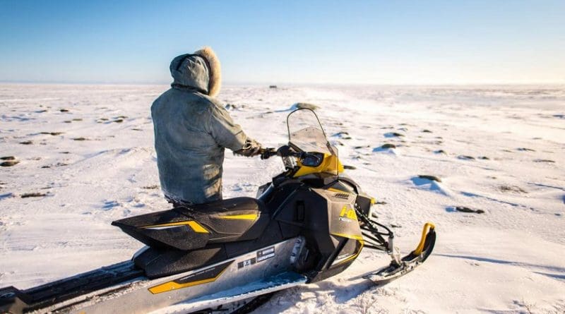 Snowmobile is a common mode of transport in Inuit communities. Temperature influences machine functioning, potential of getting stuck and conditions of ice and snow Credit Dylan Clark, McGill University, Canada