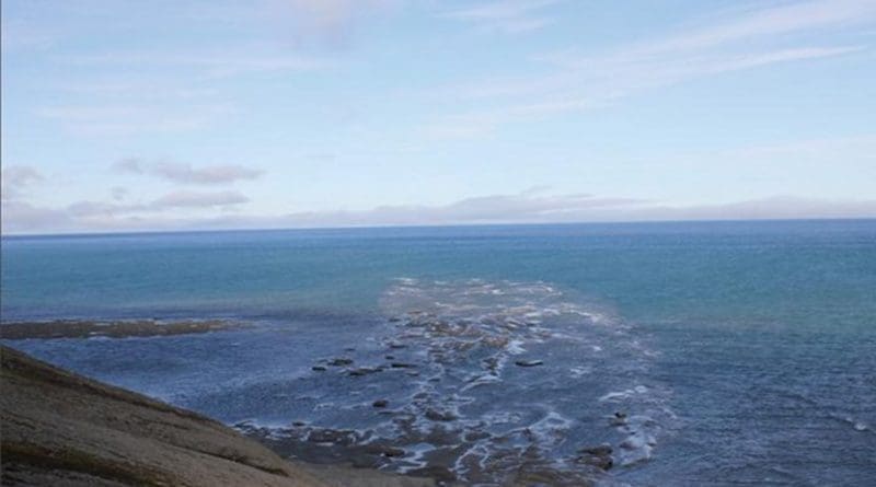 From the field on Svalbard, showing an ancient channel extending into the Barents Sea. Credit Photo courtesy Tore Grane Klausen.