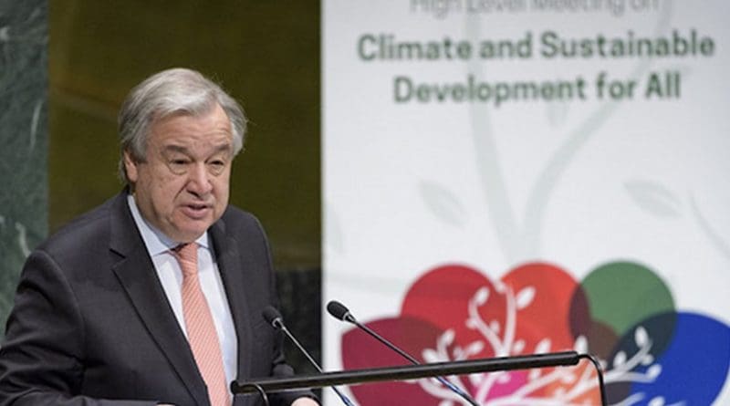 UN Chief addressing High-level meeting on Climate and Sustainable Development for All on March 28. UN Photo/Manuel Elias