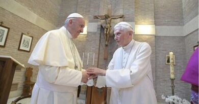 Pope Francis and Pope Emeritus Benedict XVI on June 28, 2017. Credit: Vatican Media and CNA.