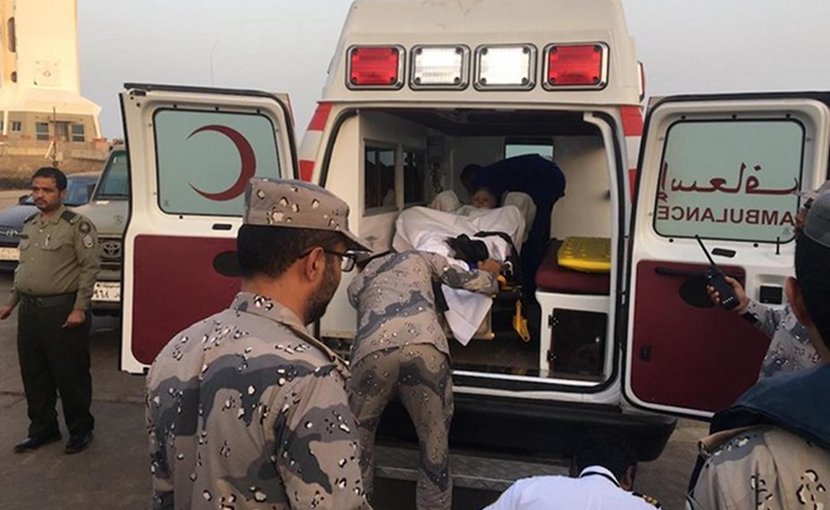 Saudi border guards rescued an American tourist after he became dangerously ill on board a cruise ship in the Red Sea. (Supplied via Arab News)