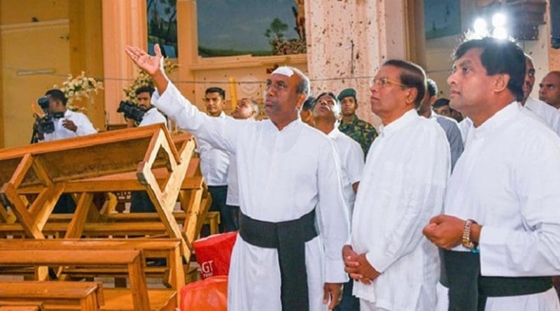 Sri Lanka's President Maithripala Sirisena visited the recently bombed St. Sebastian’s Church. Photo Credit: Sri Lanka government