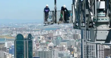 Construction workers in Osaka, Japan