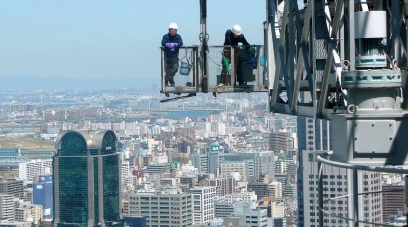 Construction workers in Osaka, Japan