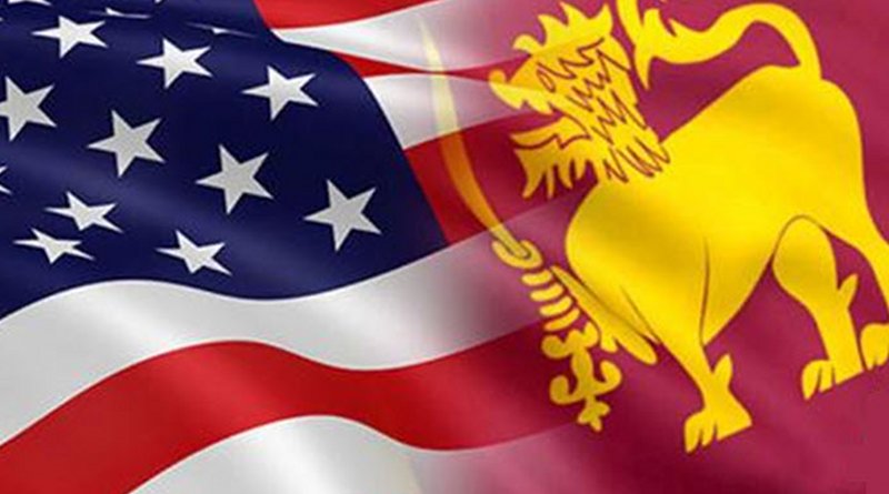 Flags of United States and Sri Lanka