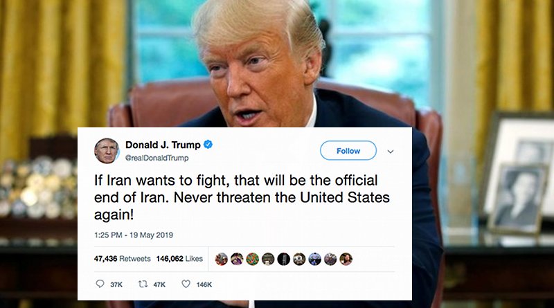 US President Donald Trump warns Iran in a tweet.
