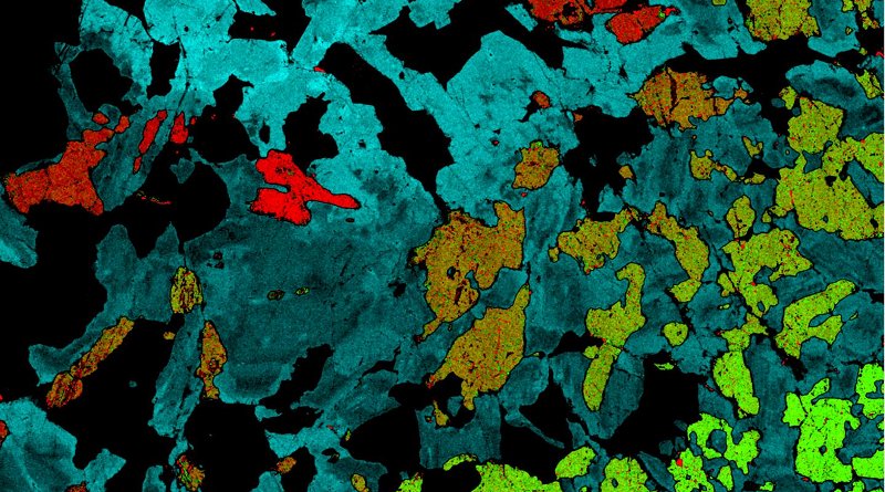 A mineral map of a cumulate mineral sample. Credit Sarah Lambart/University of Utah
