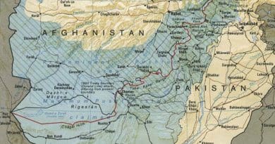 Detail of Durand Line Border Between Afghanistan And Pakistan. Credit: CIA World Factbook