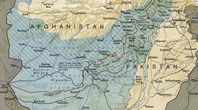 Detail of Durand Line Border Between Afghanistan And Pakistan. Credit: CIA World Factbook