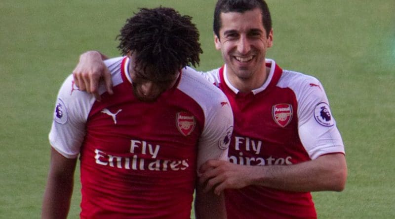 Henrikh Mkhitaryan (right) with Alex Iwobi playing for Arsenal in 2018. Photo Credit: Ronnie Macdonald, Wikimedia Commons