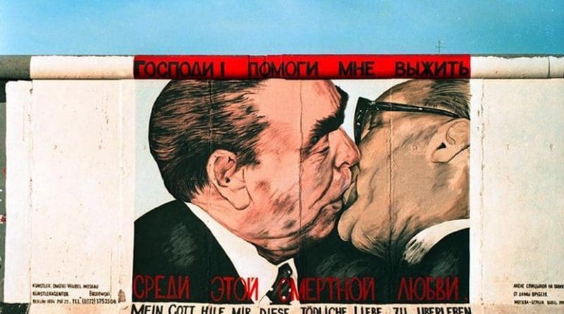 Graffiti painting from 1990 on the Berlin Wall called "My God, Help Me to Survive This Deadly Love", Photo Credit: Joachim F Thurn, German Federal Archives, Wikimedia Commons