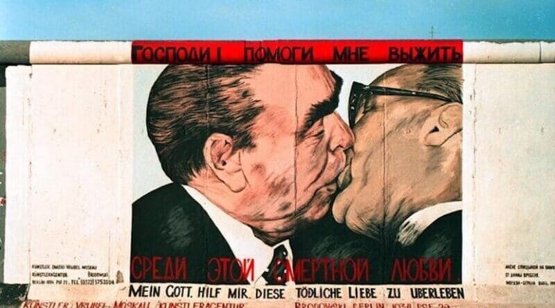 Graffiti painting from 1990 on the Berlin Wall called "My God, Help Me to Survive This Deadly Love", Photo Credit: Joachim F Thurn, German Federal Archives, Wikimedia Commons