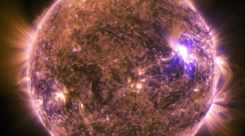 A solar flare captured by NASA's Solar Dynamics Observatory in 2015. Credit NASA, SDO. Credit NASA/SDO.