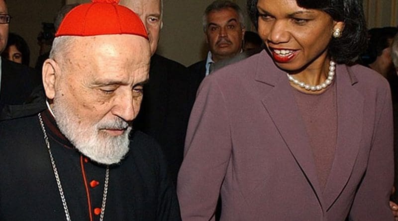 Patriarch Sfeir with US Secretary of State Condoleezza Rice in 2006. Photo Credit: US State Dept.