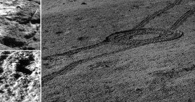 This is an image captured by Chang'E 4 showed the landscape near the landing site. Credit NAOC/CNSA