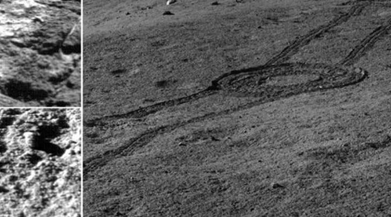 This is an image captured by Chang'E 4 showed the landscape near the landing site. Credit NAOC/CNSA