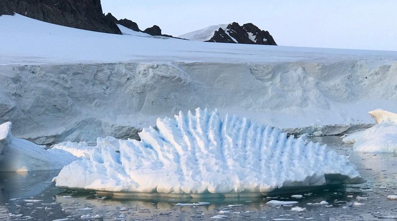 This is an iceberg at Marguerite Bay, Antarctic Peninsula. Credit Andrew Shepherd