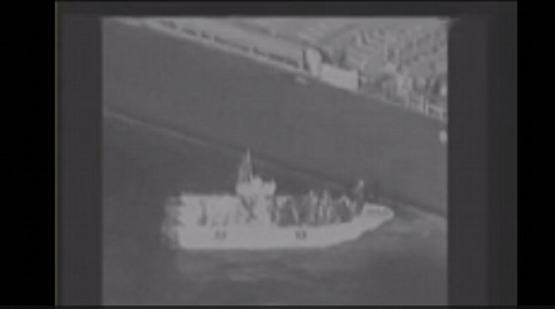 Unexploded Limpet Mine Removed from M/T Kokuka Courageous in the Gulf of Oman. Screenshot from USCENTCOM video