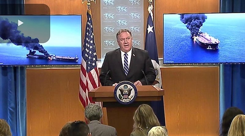 Screenshot of U.S. Secretary of State Michael R. Pompeo briefing the press in Washington, DC on June 13, 2019. Credit: U.S. State Department