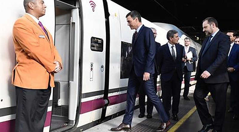 Spain's Acting Prime Minister Pedro Sánchez inaugurates the high-speed railway line that joins Madrid with Antequera and Granada. Photo Credit: Pool Moncloa/Borja Puig de la Bellacasa