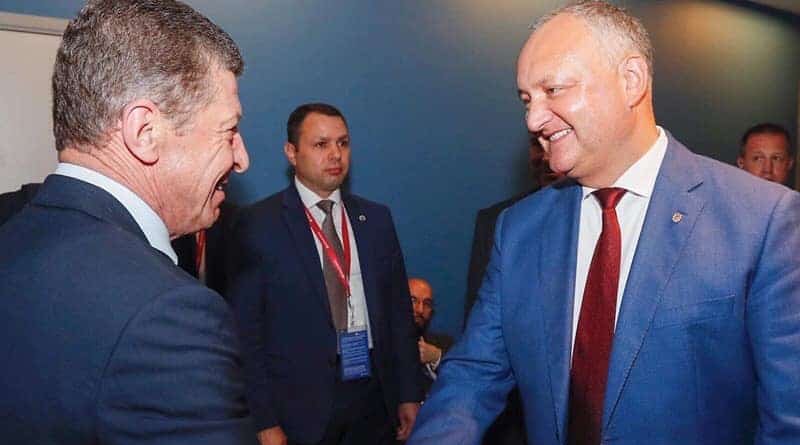 Moldova's President Igor Dodon (right) with Russian Vice-Prime Minister Dmitry Kozak in Chisinau. Photo: Facebook/Igor Dodon.