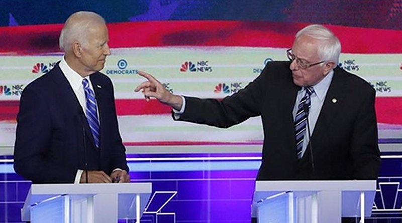 Former Vice President Joe Biden and Sen. Bernie Sanders in Democrat Party Debate. Photo Credit: Fars News Agency.