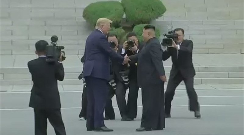 US President Donald Trump meets Kim Jong-un at the Demilitarized Zone (DMZ). Photo Credit: Tasnim News Agency