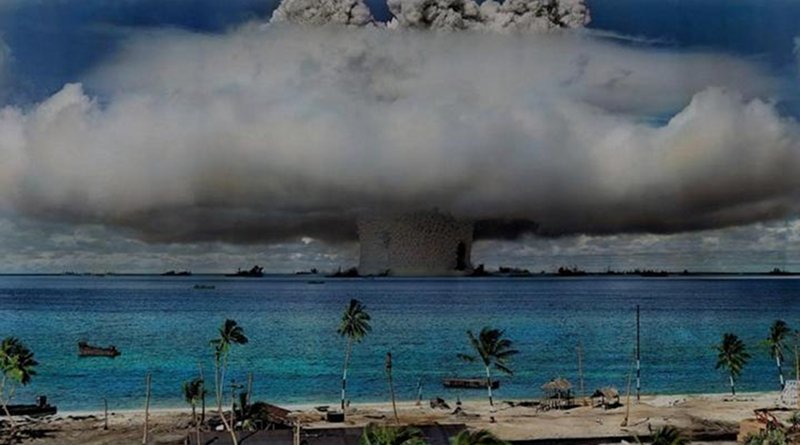 The United States used the Marshall Islands as a testing ground for 67 nuclear weapon tests from 1946 to 1958, causing human and environmental catastrophes that persist to this day. Credit World Future Council