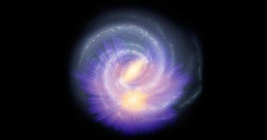 Gaia Starts Mapping The Galactic Bar In The Milky Way This colour chart, superimposed on an artistic representation of the galaxy, shows the distribution of 150 million stars in the Milky Way probed using data from the second release of ESA's Gaia mission in combination with infrared and optical surveys, with orange/yellow hues indicating greater density of stars. Most of these stars are red giants. While the majority of charted stars are located closer to the Sun (the larger orange/yellow blob in the lower part of the image), a large and elongated feature populated by many stars is also visible in the central region of the galaxy: this is the first geometric indication of the galactic bar. The distances to the stars shown in this chart, along with their surface temperature and extinction - a measure of how much dust there is between us and the stars - were estimated using the StarHorse computer code. Credit Data: ESA/Gaia/DPAC, A. Khalatyan(AIP) & StarHorse team; Galaxy map: NASA/JPL-Caltech/R. Hurt (SSC/Caltech)