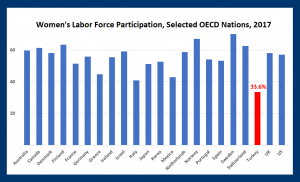 Working women: Turkish women pursue education, yet their workforce participation rate remains low (OECD)