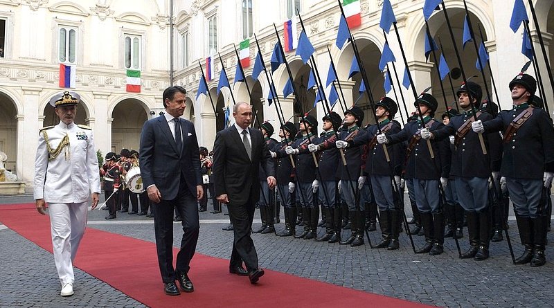 The ceremony for the official meeting of the President of Russia Vladimir Putin and Prime Minister of the Italian Republic Giuseppe Conte. Photo Credit: Kremlin.ru