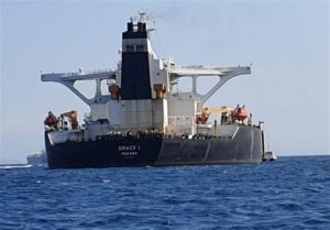 Iranian oil tanker Grace 1 flying the Panamanian flag. Photo Credit: Tasnim News Agency