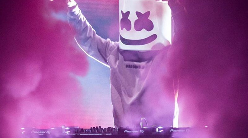 Marshmello performing at the Prince Abdullah Al-Faisal Basketball Arena at King Abdullah Sport City on Wednesday. (Supplied photo)
