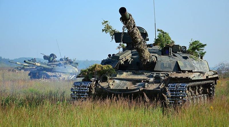 Ukrainian Army tank T-64BM during a training exercise. Photo Credit: Ministry of Defense of Ukraine, Wikipedia Commons.