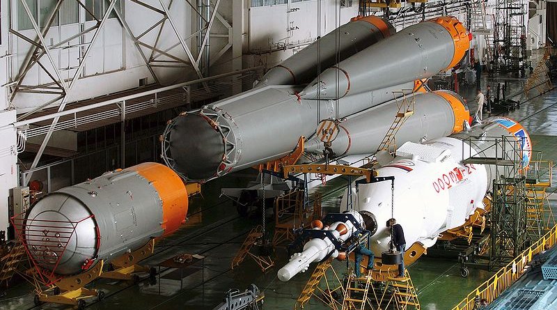 Russian Soyuz rocket assembly. Photo Credit: NASA, Wikipedia Commons