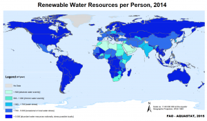 Water scarcity: As climate change depletes supplies of drinkable water in Africa and the Middle East, terrorists blame the West, posing as environmental leaders with holier-than-thou messaging (Map: Food and Agricultural Organization of the United Nations)