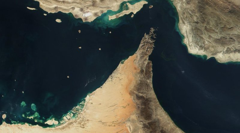 The Strait of Hormuz. Photo Credit: Jacques Descloitres, MODIS Land Rapid Response Team, NASA/GSFC, Wikimedia Commons.