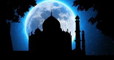 Moon and India's Taj Mahal
