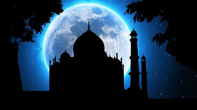 Moon and India's Taj Mahal