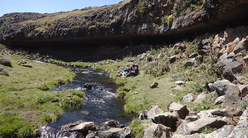 The Fincha Habera rock shelter in the Ethiopian Bale Mountains served as a residence for prehistoric hunter-gatherers. Credit Götz Ossendorf