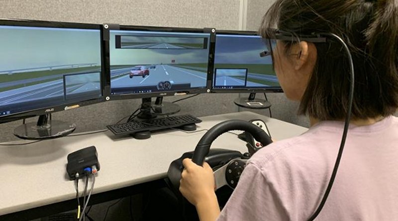 Researchers at the University of Missouri are looking at the importance of keeping your eyes on the road with two new uses of eye-tracking technology in relation to vehicle collision avoidance warnings and rear-end accidents. Credit University of Missouri