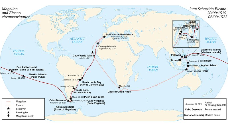 Magellan-Elcano voyage. Credit: Wikipedia Commons