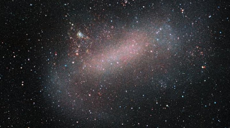 ESO's VISTA telescope reveals a remarkable image of the Large Magellanic Cloud, one of our nearest galactic neighbours. VISTA has been surveying this galaxy and its sibling the Small Magellanic Cloud, as well as their surroundings, in unprecedented detail. This survey allows astronomers to observe a large number of stars, opening up new opportunities to study stellar evolution, galactic dynamics, and variable stars. Credit ESO/VMC Survey