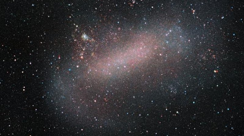 ESO's VISTA telescope reveals a remarkable image of the Large Magellanic Cloud, one of our nearest galactic neighbours. VISTA has been surveying this galaxy and its sibling the Small Magellanic Cloud, as well as their surroundings, in unprecedented detail. This survey allows astronomers to observe a large number of stars, opening up new opportunities to study stellar evolution, galactic dynamics, and variable stars. Credit ESO/VMC Survey