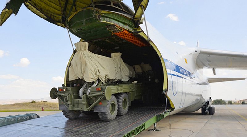 Russian S-400 defense system are unloaded from a Russian plane at Murted Airport near Ankara. Photo Credit: Turkish Defense Mininistry
