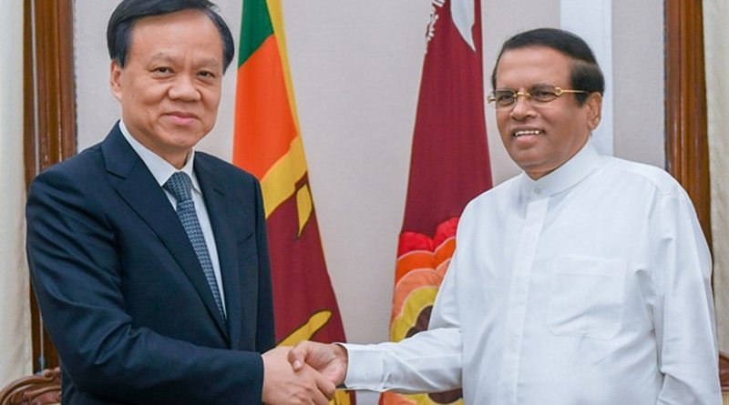 Member of the Political Bureau of the Communist Party of China (CPC) Central Committee, Chen Min-Er and Sri Lanka's President Maithripala Sirisena. Photo Credit: Sri Lanka government